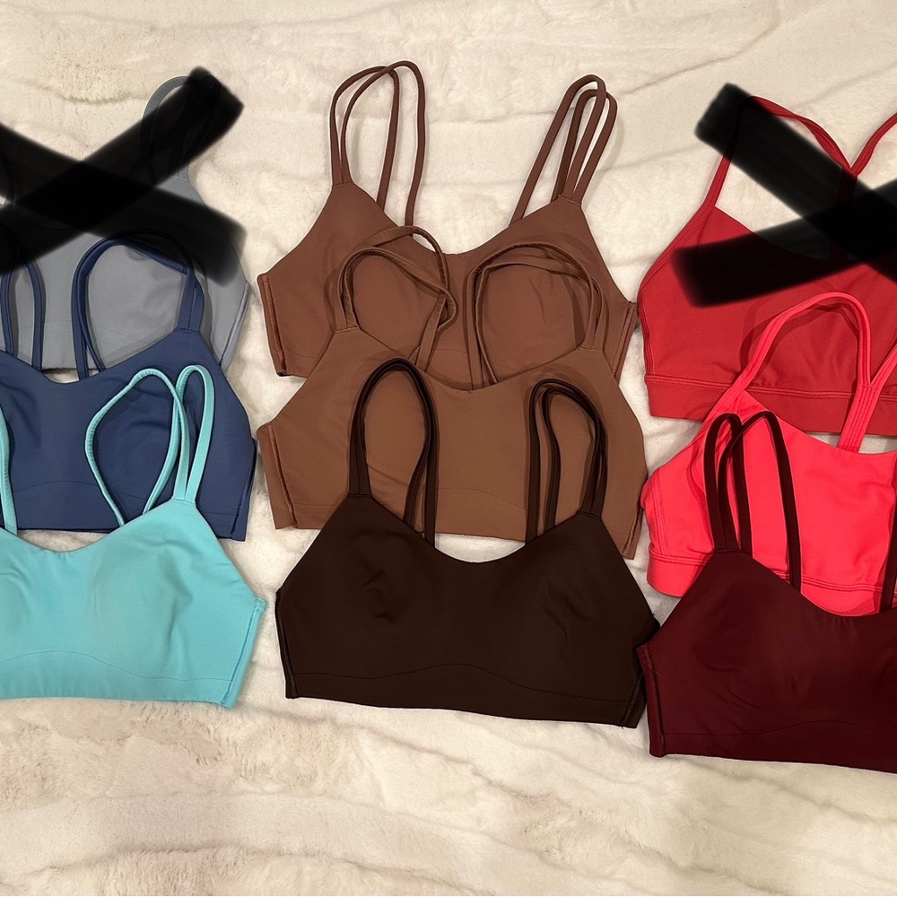 Lululemon Bras 🌺 Lot of 6 Like a Cloud B/C sz6 VEUC;  1 Flow Y Asia Fit szM NWOT